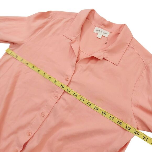 Anthropologie Cloth & Stone Tencel Blouse Shirt Womens Small Peach Button Up - Picture 9 of 11